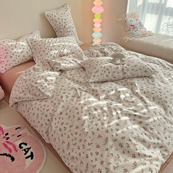 91家纺网 家纺一手货源 找家纺 （总）千朵 2023新款全棉水洗带边四件套