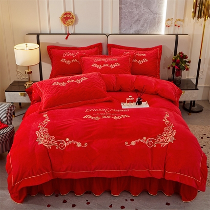 91家纺网 家纺一手货源 找家纺 （总）宜凡家纺 2023秋冬新品婴儿绒婚庆床盖四件套