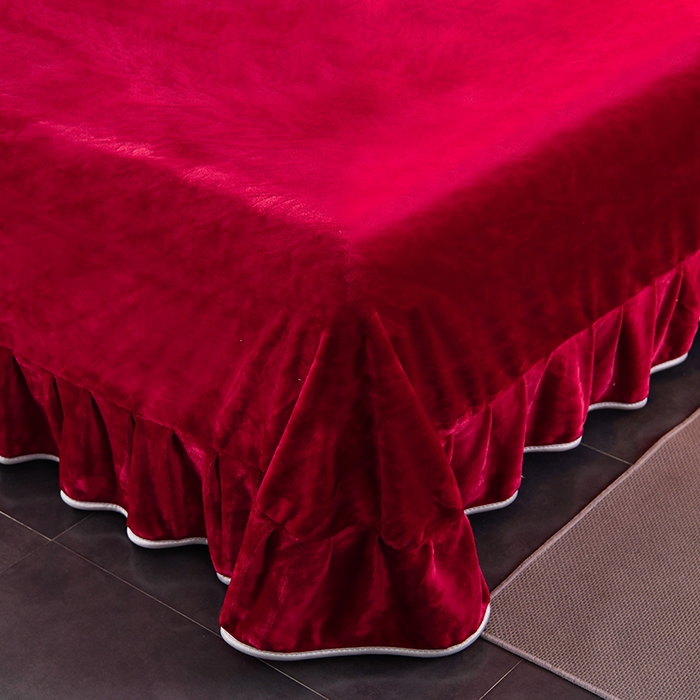 91家纺网 家纺一手货源 找家纺 畅畅家纺 2023新款纯色8.5斤9斤牛奶绒法莱绒宝宝金貂绒四件套 酒红