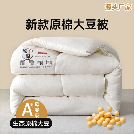 中国龙 2023款A类母婴级日式原棉无染大豆被冬被被子被芯 米黄
