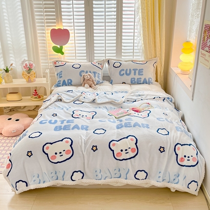 91家纺网 家纺一手货源 找家纺 （总）川悦生活 2023新款双面240克宽边牛奶绒毯子