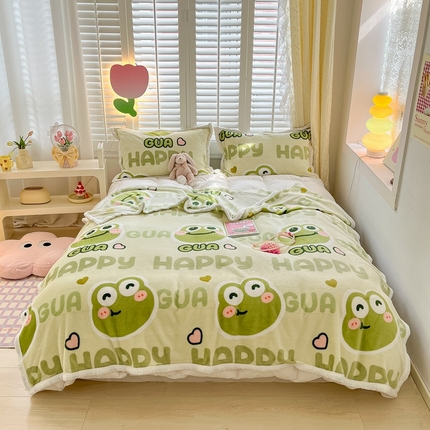 91家纺网 家纺一手货源 找家纺 （总）川悦生活 2023新款双面240克宽边牛奶绒毯子