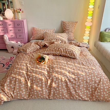 千朵 2023新款全棉水洗带边四件套 小情调