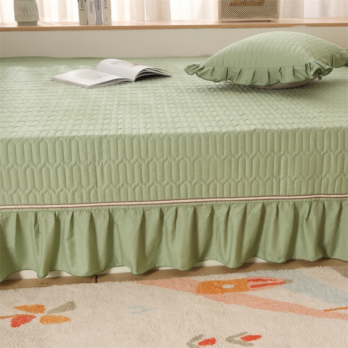 91家纺网 家纺一手货源 找家纺 美优兰 2025新款全棉防滑榻榻米炕垫纯棉床盖三件套 檀青