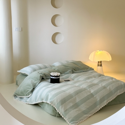 玛奇朵 2023新款秋冬泰兔绒提花四件套-朵以 朵以-绿