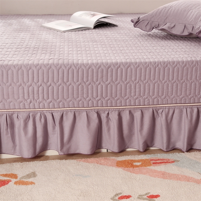 91家纺网 家纺一手货源 找家纺 美优兰 2025新款全棉防滑榻榻米炕垫纯棉床盖三件套 黛紫