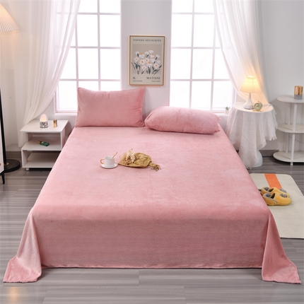 泽西 2023新款保暖牛奶绒床单床笠单品-单床单 牛奶绒床单-浅豆沙