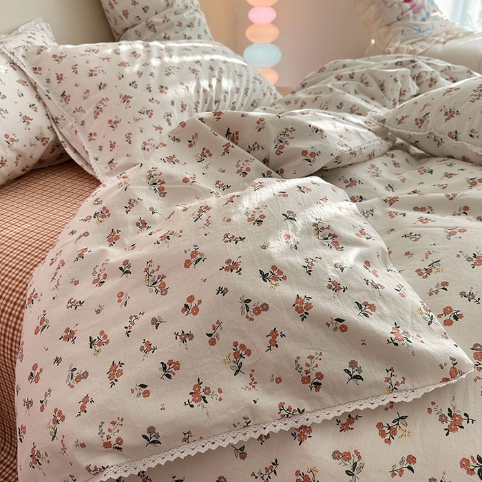 91家纺网 家纺一手货源 找家纺 （总）千朵 2023新款全棉水洗带边四件套