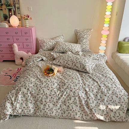 91家纺网 家纺一手货源 找家纺 （总）千朵 2023新款全棉水洗带边四件套