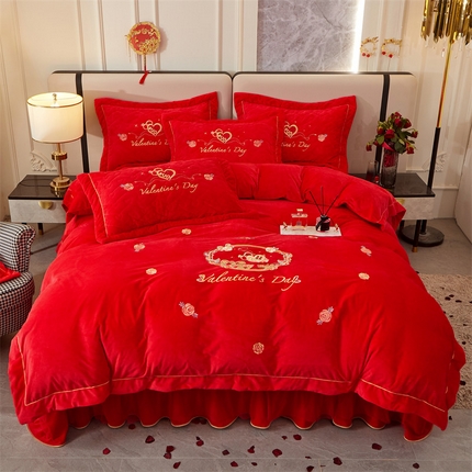 91家纺网 家纺一手货源 找家纺 （总）宜凡家纺 2023秋冬新品婴儿绒婚庆床盖四件套