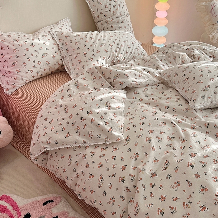 91家纺网 家纺一手货源 找家纺 千朵 2023新款全棉水洗带边四件套 宁远