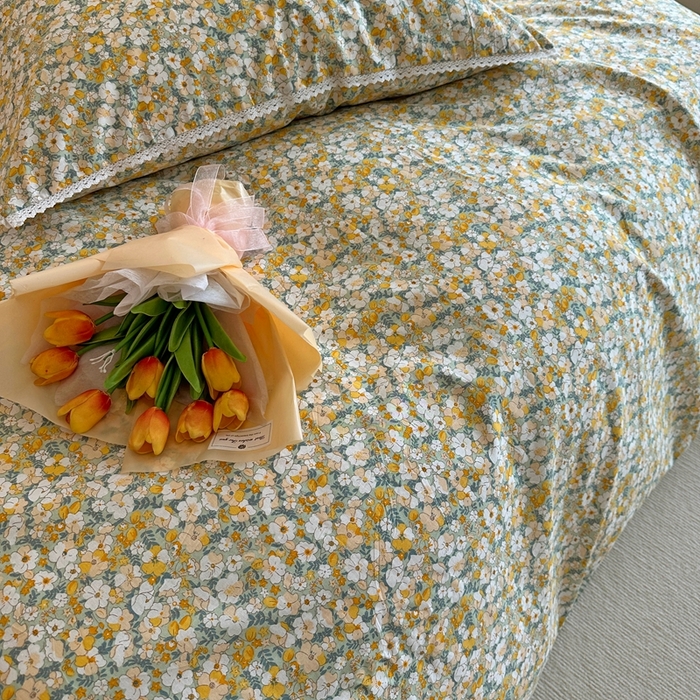 91家纺网 家纺一手货源 找家纺 千朵 2023新款全棉水洗带边四件套 夏天的风