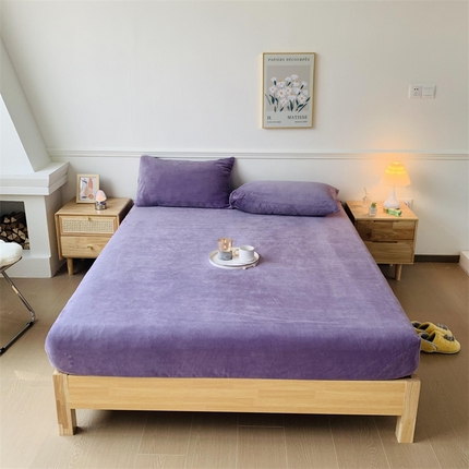 泽西 2023新款保暖牛奶绒床单床笠单品-单床笠 牛奶绒床笠-香芋紫