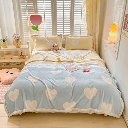 91家纺网 家纺一手货源 找家纺 （总）川悦生活 2023新款双面240克宽边牛奶绒毯子