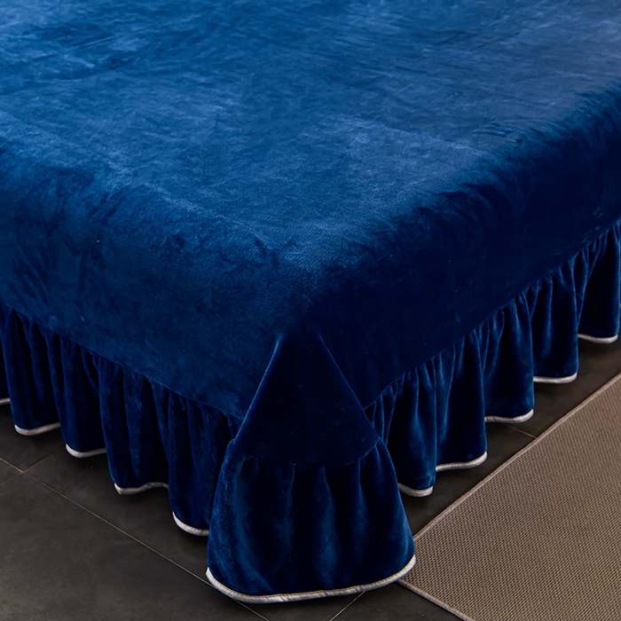 91家纺网 家纺一手货源 找家纺 畅畅家纺 2023新款纯色8.5斤9斤牛奶绒法莱绒宝宝金貂绒四件套 蓝色