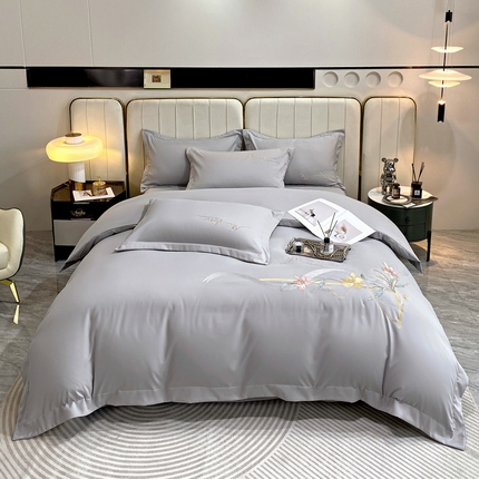 91家纺网 家纺一手货源 找家纺 （总）帛缔思 2023新款轻奢长绒棉绣花四件套-水韵江南-宽边款