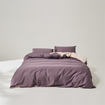 91家纺网 家纺一手货源 找家纺 原研家居 2023新款100支长绒棉纯色双拼系列 加文紫