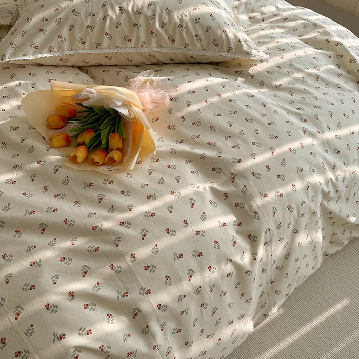 91家纺网 家纺一手货源 找家纺 千朵 2023新款全棉水洗带边四件套 小杨梅