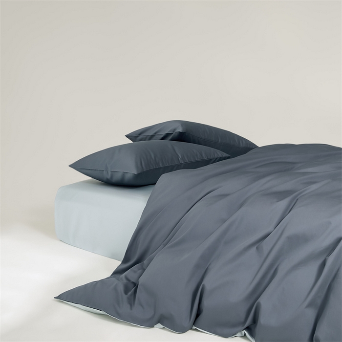 91家纺网 家纺一手货源 找家纺 原研家居 2023新款100支长绒棉纯色双拼系列 克雷吉蓝