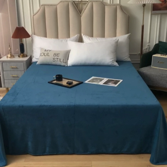 91家纺网 家纺一手货源 找家纺 （总）甜之梦 2025牛奶绒纯色拼色单品四件套床单（可定制尺寸）