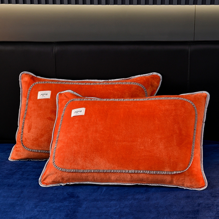 91家纺网 家纺一手货源 找家纺 畅畅家纺 2023新款纯色8.5斤9斤牛奶绒法莱绒宝宝金貂绒四件套 桔色+宝蓝