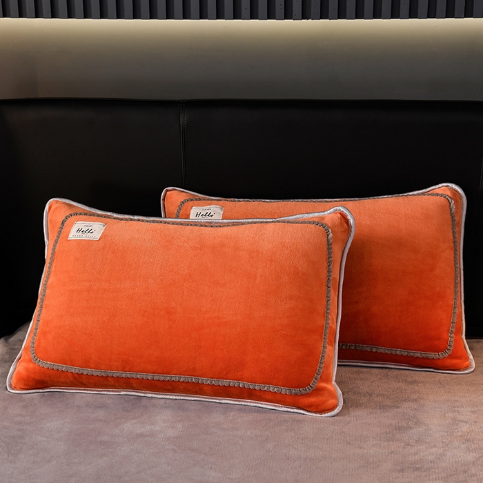 91家纺网 家纺一手货源 找家纺 畅畅家纺 2023新款纯色8.5斤9斤牛奶绒法莱绒宝宝金貂绒四件套 桔色+深灰