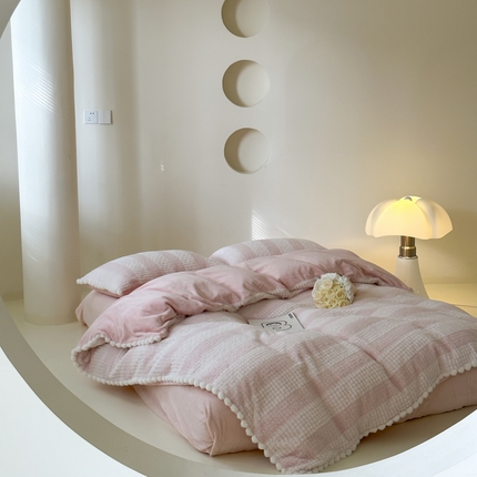 玛奇朵 2023新款秋冬泰兔绒提花四件套-朵以 朵以-粉