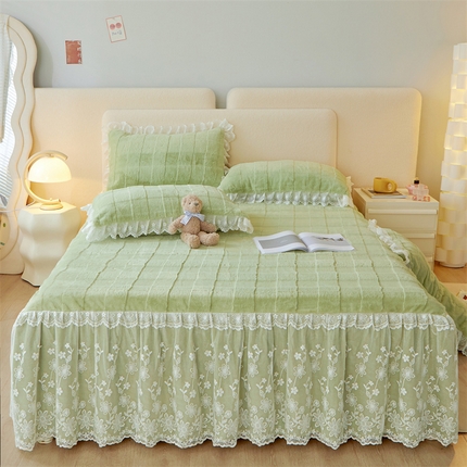 91家纺网 家纺一手货源 找家纺 （总）宜凡家纺 2023新款高克重兔绒牛奶绒床裙四件套