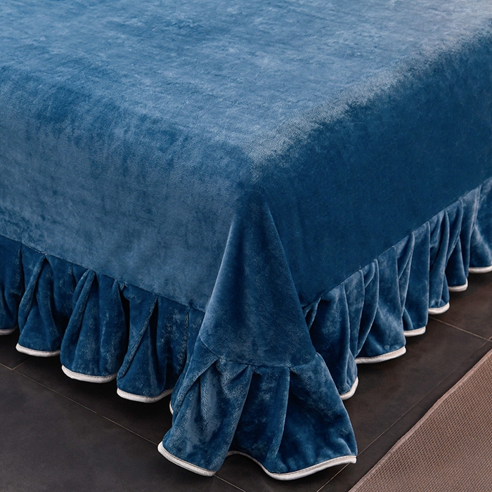 91家纺网 家纺一手货源 找家纺 畅畅家纺 2023新款纯色8.5斤9斤牛奶绒法莱绒宝宝金貂绒四件套 宾利蓝