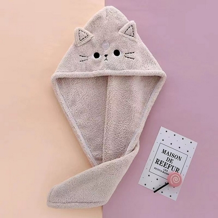 91家纺网 家纺一手货源 找家纺 （总）2023新款可爱萌猫干发帽女生浴帽珊瑚绒快速吸水速干毛巾包头发吸水干发巾