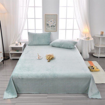 泽西 2023新款保暖牛奶绒床单床笠单品-单床单 牛奶绒床单-浅豆绿