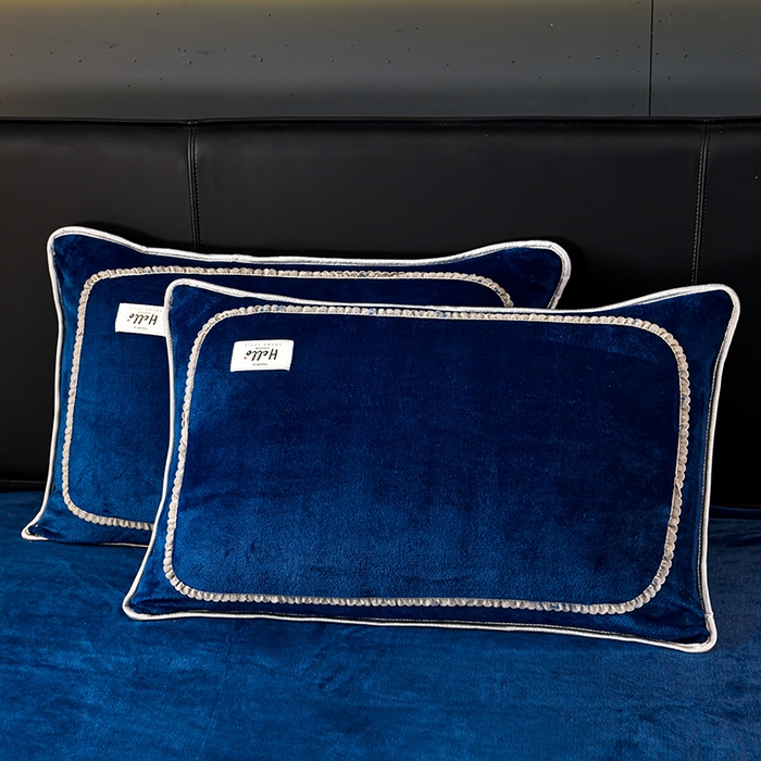 91家纺网 家纺一手货源 找家纺 畅畅家纺 2023新款纯色8.5斤9斤牛奶绒法莱绒宝宝金貂绒四件套 蓝色