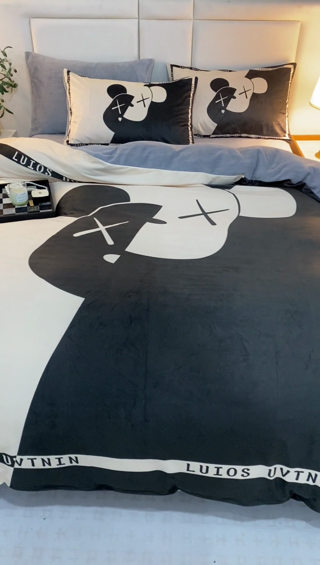 91家纺网 家纺一手货源 找家纺 爵仕家纺 2023新款暴力熊牛奶绒系列四件套 格调熊