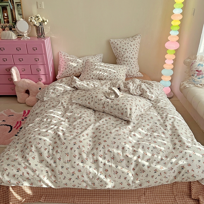 91家纺网 家纺一手货源 找家纺 （总）千朵 2023新款全棉水洗带边四件套