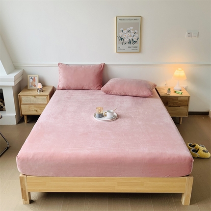 91家纺网 家纺一手货源 找家纺 泽西 2023新款保暖牛奶绒床单床笠单品-单床笠 牛奶绒床笠-浅豆沙