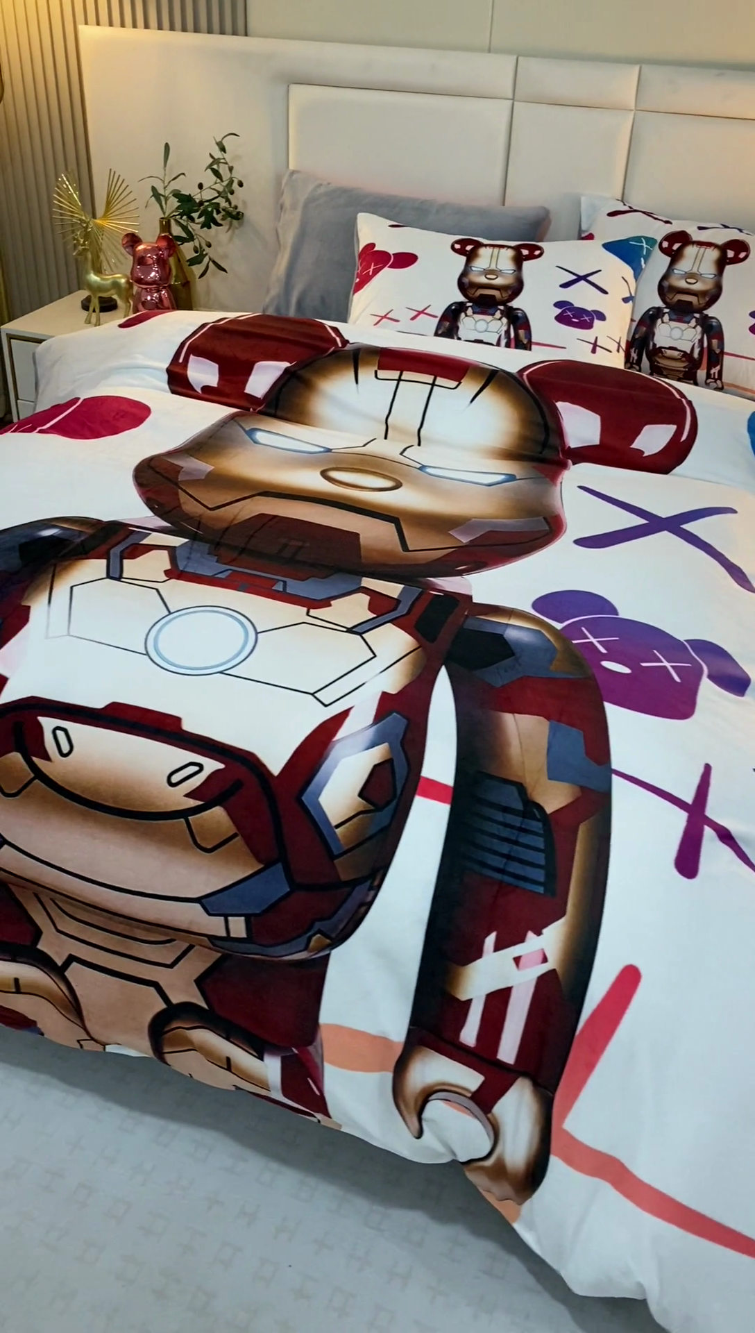 91家纺网 家纺一手货源 找家纺 爵仕家纺 2023新款暴力熊牛奶绒系列四件套 钢铁熊