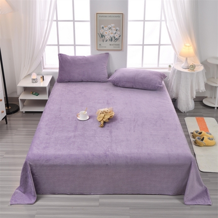 91家纺网 家纺一手货源 找家纺 泽西 2023新款保暖牛奶绒床单床笠单品-单床单 牛奶绒床单-香芋紫