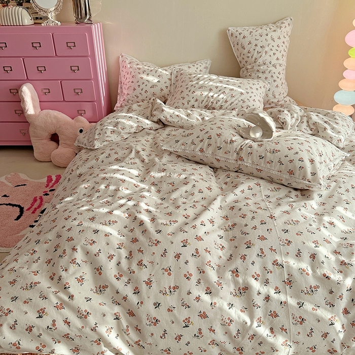 91家纺网 家纺一手货源 找家纺 千朵 2023新款全棉水洗带边四件套 宁远