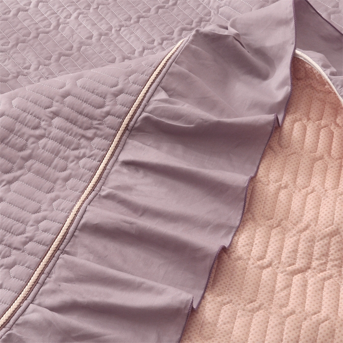 91家纺网 家纺一手货源 找家纺 美优兰 2025新款全棉防滑榻榻米炕垫纯棉床盖三件套 黛紫