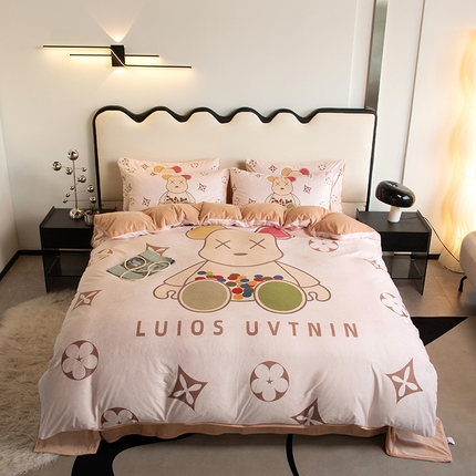 91家纺网 家纺一手货源 找家纺 （总）摩卡 2024新款秋冬新品网红款婴儿绒毛四件套