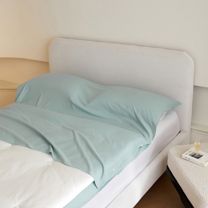 91家纺网 家纺一手货源 找家纺 荣轩家居 2023新款泡泡纱睡袋 湖蓝