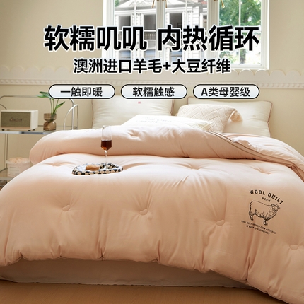91家纺网 家纺一手货源 找家纺 （总）巴宝路 2025新款糯棉澳洲羊毛大豆被