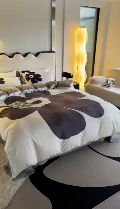 91家纺网 家纺一手货源 找家纺 摩卡 2024新款秋冬新品网红款婴儿绒毛四件套 瑞丽