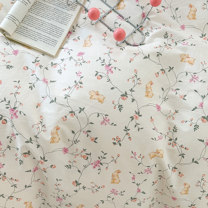 91家纺网 家纺一手货源 找家纺 昔可家纺 2023新款y2k卡通印花系列棉加绒四件套 茉莉兔