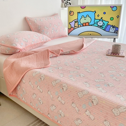 茉夕家纺 2023新款跑量款纯棉高温水洗床盖 喵喵喵