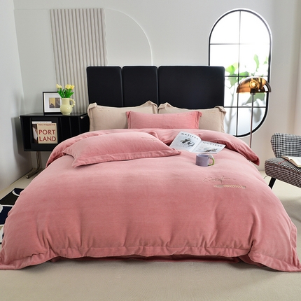 91家纺网 家纺一手货源 找家纺 （总）席之家 2024新款A类纯色加厚牛奶绒四件套