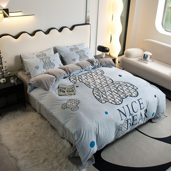 91家纺网 家纺一手货源 找家纺 摩卡 2024新款秋冬新品网红款婴儿绒毛四件套 萌迪