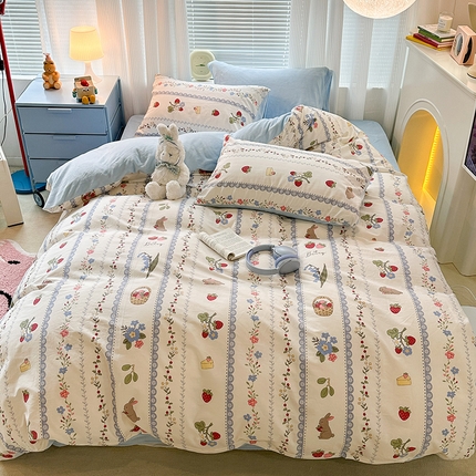 91家纺网 家纺一手货源 找家纺 （总）昔可家纺 2023新款y2k卡通印花系列棉加绒四件套