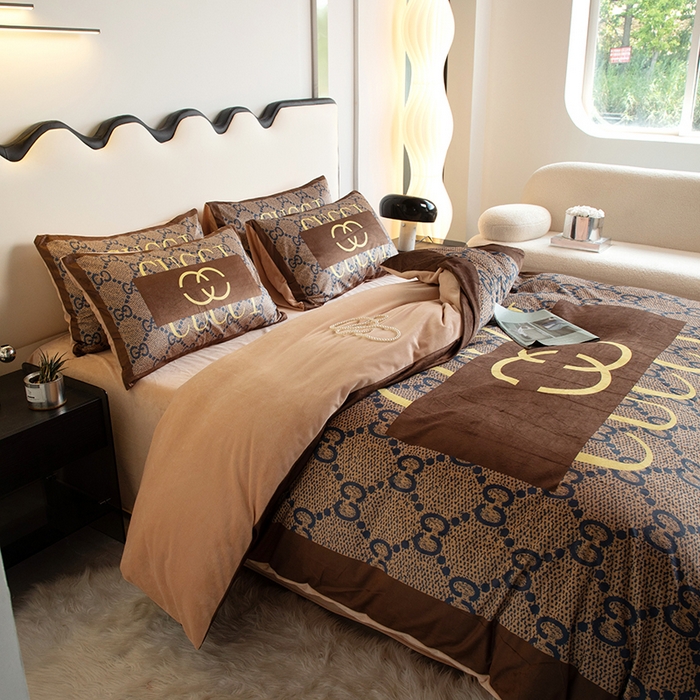 91家纺网 家纺一手货源 找家纺 摩卡 2024新款秋冬新品网红款婴儿绒毛四件套 经典咖