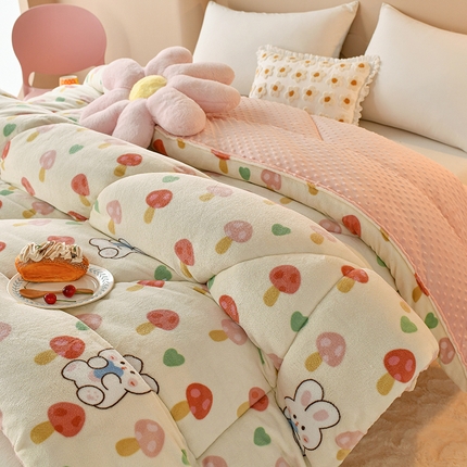 91家纺网 家纺一手货源 找家纺 （总）梦初语 2023新款A类双面牛奶绒豆豆被冬被芯被子春秋被